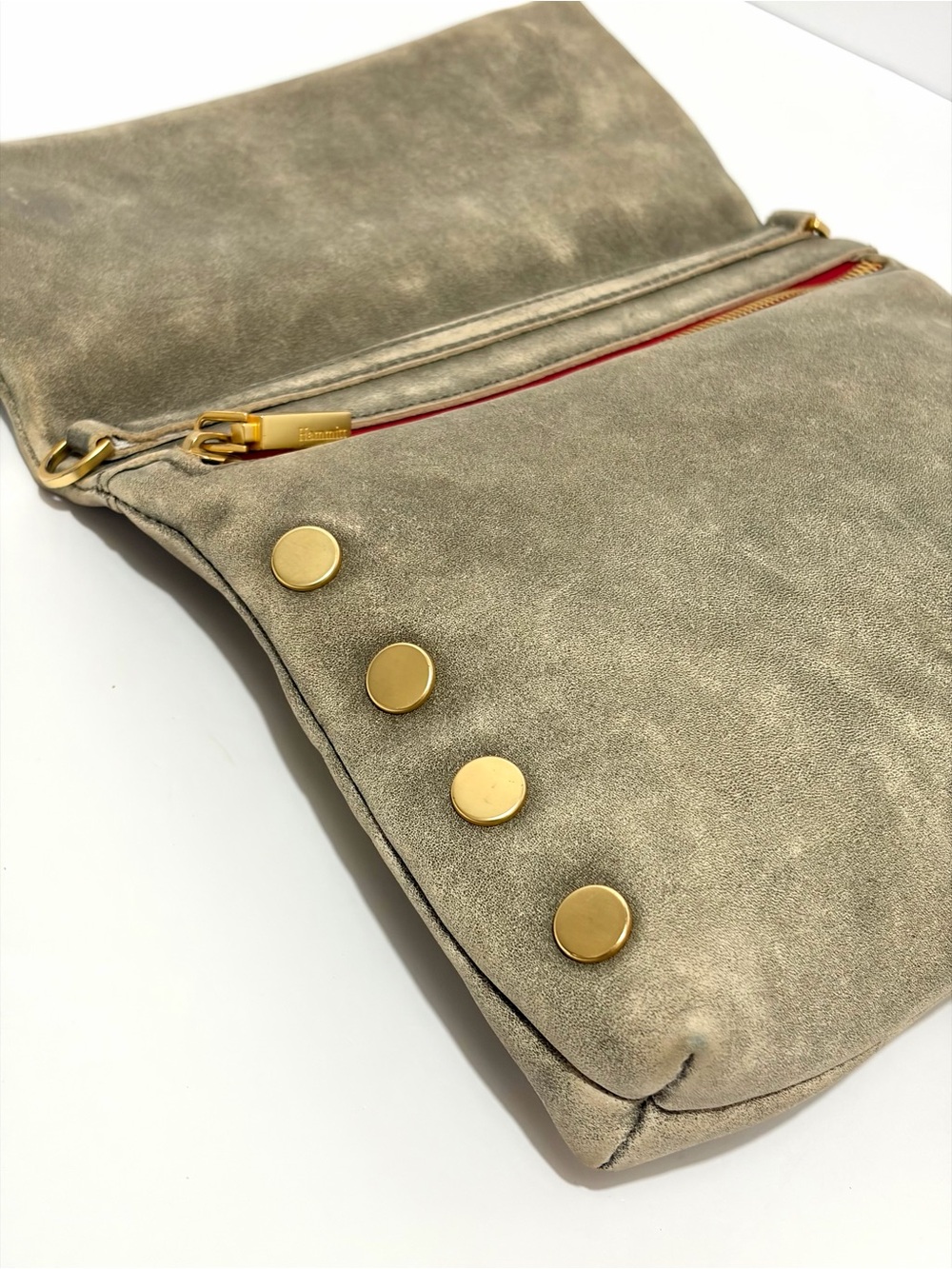 Hammitt VIP Medium Crossbody In Pewter With Gold Hardware/Red Zip - Picture 6 of 16